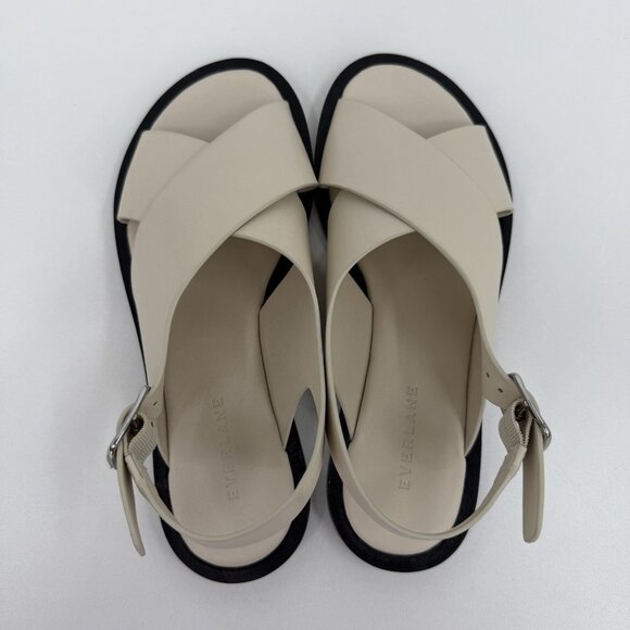Everlane Shoes - Everlane The City Crossover Sandals size 7.5 in Cream Leather Ankle Strap Buckle